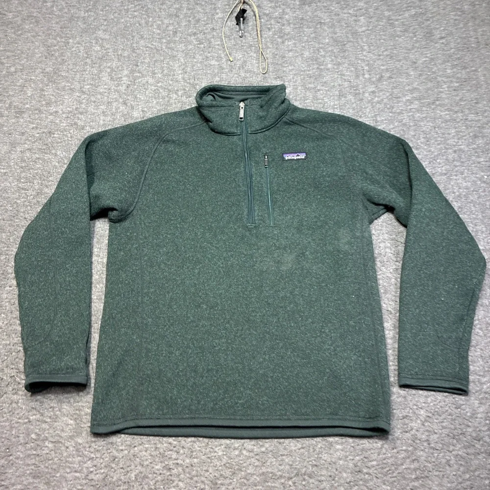 Patagonia Better Sweater Quarter Zip Mens Small Green Heathered Fleece Pullover‎